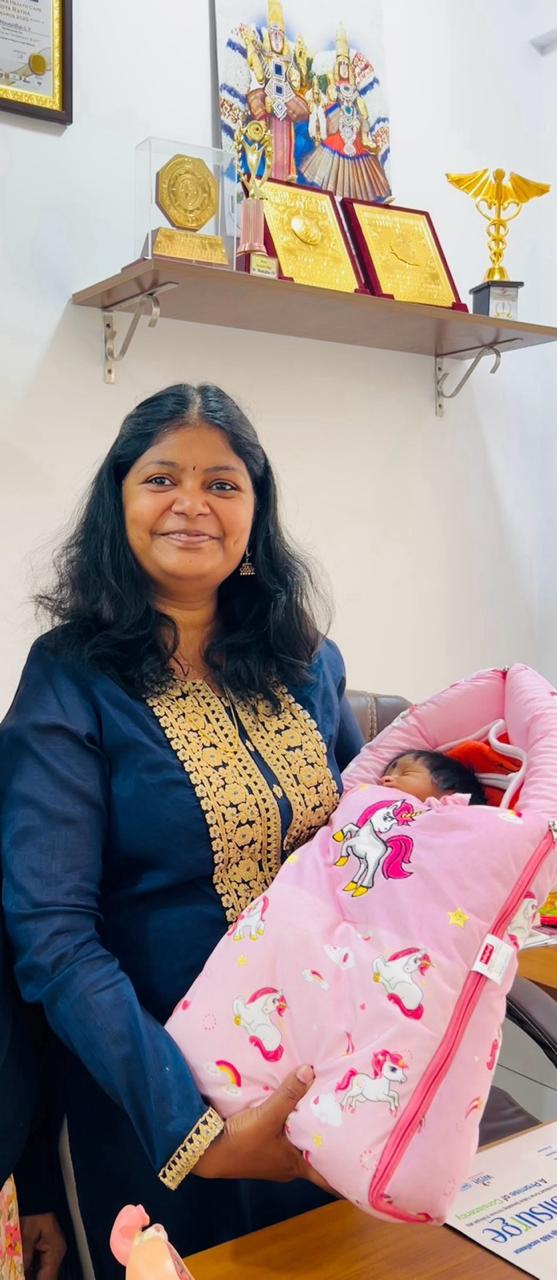 Dr. Mamtha C.V. welcoming a newborn baby